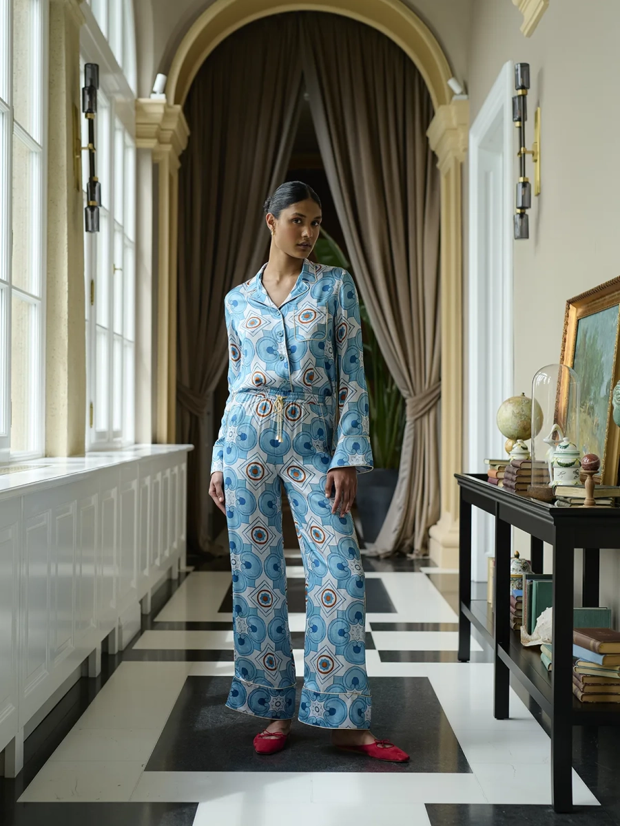 KINGA Long Viscose Set - Azure